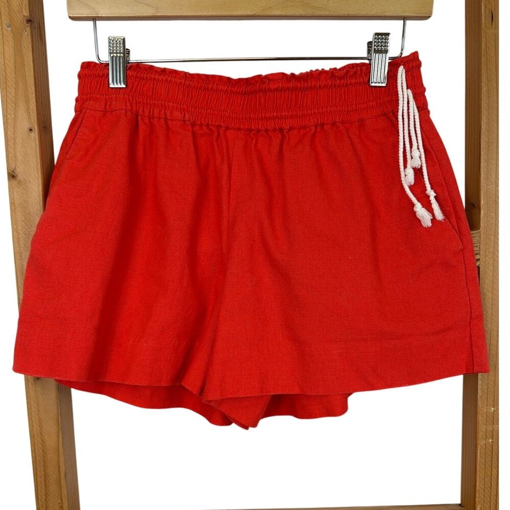 J. Crew Tomato Red Linen Blend Drawstring Shorts XS